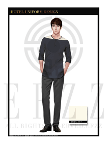 時尚深灰色男款水療spa服務(wù)員服裝款式圖216