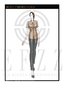 大師手繪時尚咖啡色女款水療spa服務員服裝款式圖218