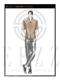 時尚咖啡色男款水療會所服務(wù)員服裝款式圖220