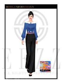 深藍色音樂主題西餐廳咨客制服設計圖541