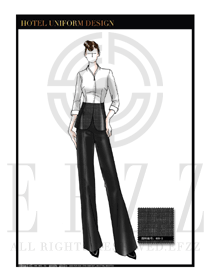 大師手繪時尚女款高級西餐廳咨客服裝款式設計圖542