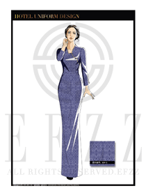 藍色祥云女款酒店中餐廳迎賓服裝款式圖763