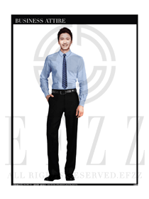 時尚深藍色男款職業裝長袖襯衫款式設計圖260