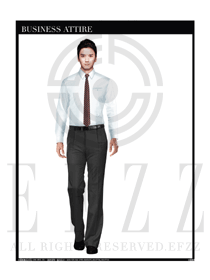 淺藍色男款職業正裝長袖襯衫制服設計圖261