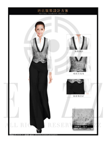 時尚灰色星級酒店女款西餐咨客制服設計圖552