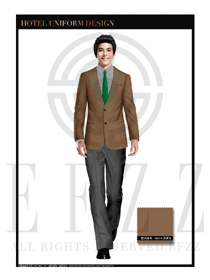 深黃色男士西裝款酒店總臺大堂服務員制服設計圖976