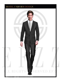 黑色修身款酒店總臺大堂服務員制服設計圖980