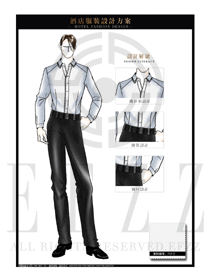 白色男款餐飲西餐服務(wù)員制服設(shè)計(jì)圖1235