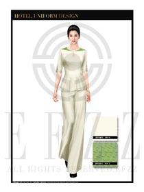 卡其色短袖顯氣質女款按摩技師款式設計圖1361