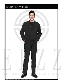 時(shí)尚深灰色男款長袖工程制服設(shè)計(jì)圖1081