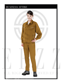 時尚土黃色女款4S店維修技工制服設計圖1086