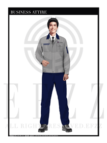 時尚灰色男款長袖工程服裝款式設計圖1087