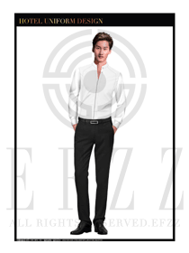 時尚白色圓領襯衫款酒店大堂服裝款式設計圖997