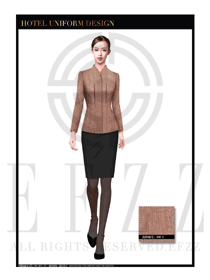 黃色條紋女款西服套裝大堂經理制服設計圖1008