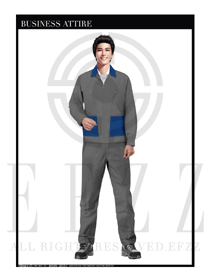 灰色男款長袖車間工作服款式設計圖1107