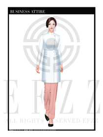 白色長袖修身顯瘦款按摩技師制服設(shè)計(jì)圖1386