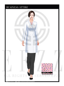 時尚白色長袍款按摩技師服裝款式設(shè)計圖1389