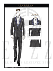 深灰色西服套裝酒店大堂服裝款式設計圖1015