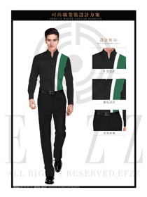 黑色男款職業裝長袖襯衫制服設計圖277