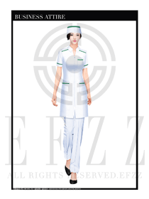 時尚白色短袖修身款按摩技師服裝款式設計圖1393