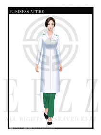 白色長(zhǎng)袖修身顯瘦款按摩技師制服設(shè)計(jì)圖1394