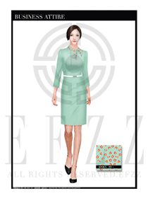 淺綠色顯瘦修身款按摩技師服裝款式設計圖1401