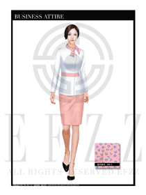 白色長袖修身套裙款按摩技師服裝款式設計圖1405