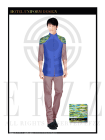 時尚深藍色男款中餐廳服務員制服設計圖1750