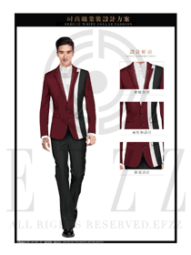 棗紅色修身款男職業(yè)裝西服服裝款式圖424