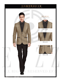 卡其色修身款男職業(yè)裝西服款式設(shè)計(jì)圖433