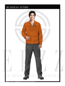 時尚橙色男款長袖春秋工程服款式圖1156