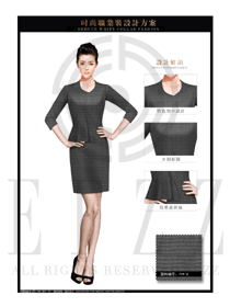時(shí)尚灰色女秋冬職業(yè)裝制服款式設(shè)計(jì)圖1425
