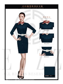 墨綠色ol時尚女職業裝夏裝制服設計圖694