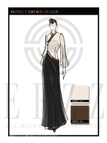 卡其色女款酒店中餐迎賓制服設(shè)計圖830