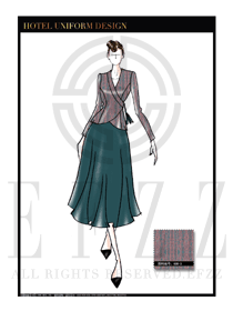 原創(chuàng)手繪女款中餐迎賓服裝款式設(shè)計(jì)圖831