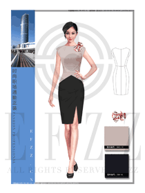 卡其色修身款專賣店營業員制服設計圖1536