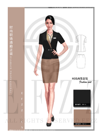 時(shí)尚黑色短袖ol通勤裝專賣店?duì)I業(yè)員服裝款式圖1550