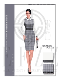 新款淺灰色修身女款專賣店營業員制服設計圖1552