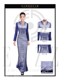 新款淺紫色女款酒店中餐迎賓服裝款式圖849