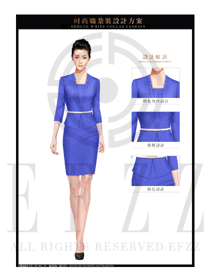 時尚藍色女職業裝夏裝服裝款式圖722