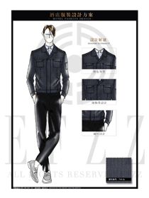 原創手繪時尚長袖男款春秋工程服款式設計圖1205