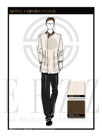 時尚高端卡其色男款中餐服務員服裝款式圖1803