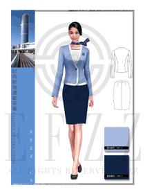 新款淺藍色女款專賣店營業員服裝款式圖1558