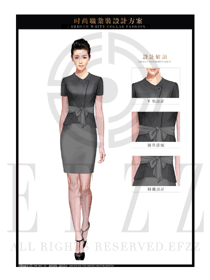新款灰色女職業(yè)裝夏裝制服設計圖726