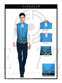 天藍(lán)色短袖男款西餐廳服務(wù)員服裝款式圖1259