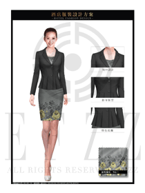 黑色女款西裝酒店經理制服設計圖475