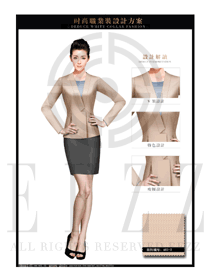 時尚卡其色女秋冬職業(yè)裝服裝款式圖1466