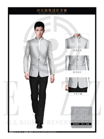 灰色中式立領長袖男款款酒店大堂經理制服效果圖1065