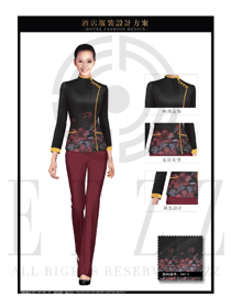 新中式深灰色長袖女款酒店大堂經理服裝款式圖1074