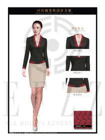 新款黑色長袖女款酒店大堂經理制服款式圖1124